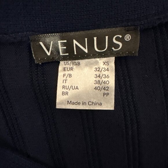 Venus Navy Blue Ribbed Knit Long Sleeve Dress XS - Picture 13 of 15